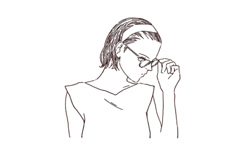 眼鏡をかけた女性のイラスト, 線画イラスト